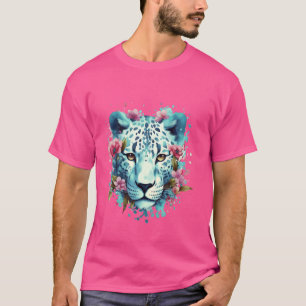 T-shirt Jaguar à neige florale Imaginaire animal Art Blanc