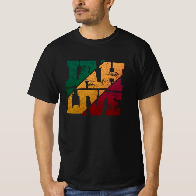 T-shirt Jah Live Rasta Couleurs Reggae Perdu (Devant)