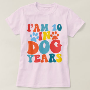 T-shirt J'ai 10 ans en chien 70e anniversaire Amoureux des