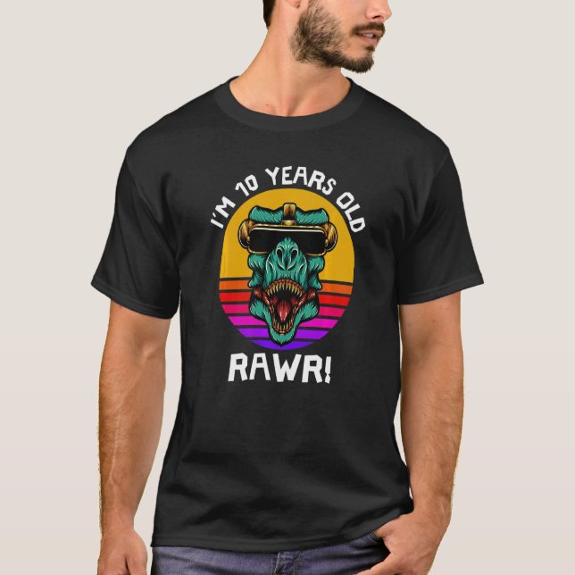 T-shirt J'ai 10 ans Rawr Retro Dinosaur Sunset 10th B (Devant)