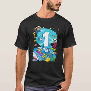 T-shirt J'ai 1 an Vieux Océan Plongeur Terre Animaux Birt