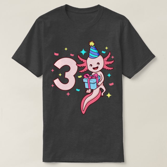 T-shirt J'ai 3 ans avec la fille axolotl anniversaire 3 an (Design devant)