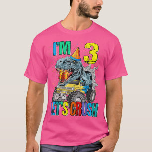 T-shirt J'ai 3 ans, écrasons le camion monstre dinosaure 