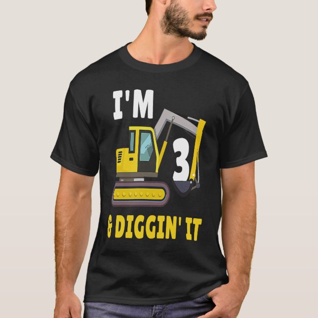 T-shirt J'ai 3 ans et creuser ça 3e fête d'anniversaire Co (Devant)