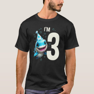 T-shirt J'ai 3 Ans Mignon Requin Poisson Enfant Garçon Fil