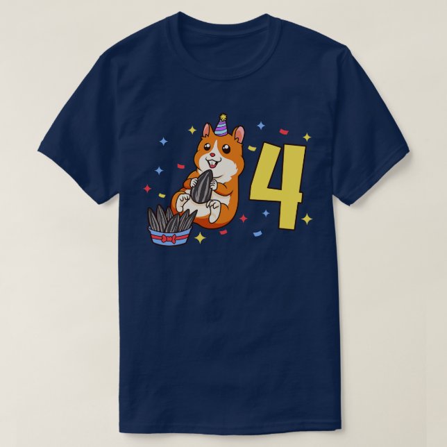T-shirt J'ai 4 ans avec anniversaire de enfant hamster 4 a (Design devant)