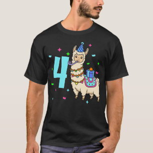 T-shirt J'ai 4 ans avec Lama anniversaire de enfant 4 ans
