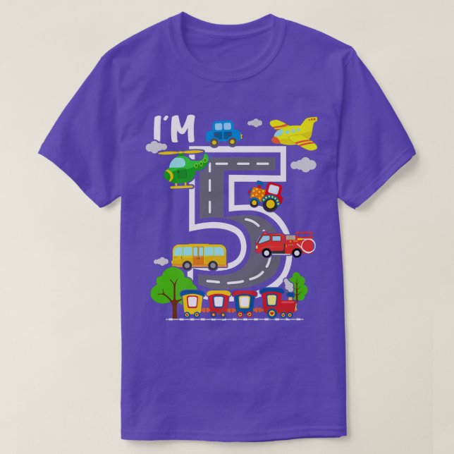 T-shirt J'ai 5 Anniversaire garçon 5e Anniversaire Train A (Design devant)