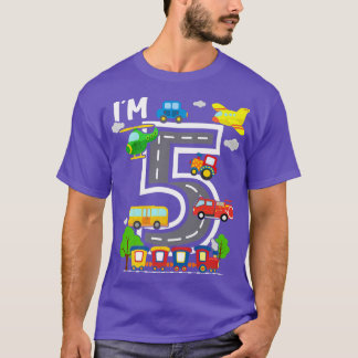 T-shirt J'ai 5 Anniversaire garçon 5e Anniversaire Train A