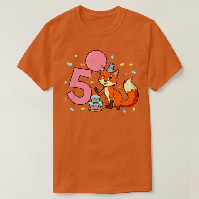 T-shirt J'ai 5 ans avec une fille renard anniversaire 5 an (Design devant)