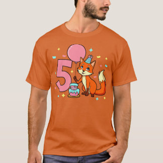 T-shirt J'ai 5 ans avec une fille renard anniversaire 5 an