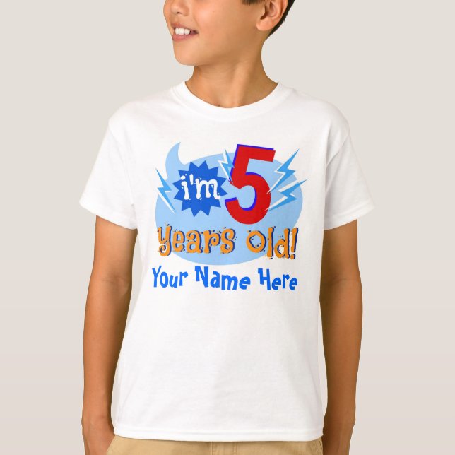 T-shirt J'ai 5 ans ! (Personnaliser avec le nom de l'enfan (Devant)