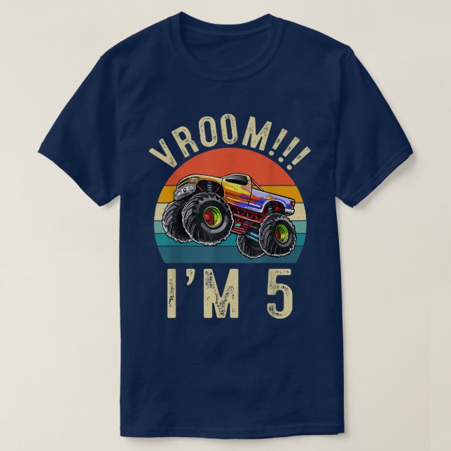 T-shirt J'ai 5 ans Vroom 5e Anniversaire voiture de fête (Design devant)