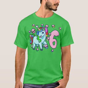 T-shirt J'ai 6 ans avec la licorne fille anniversaire 6 an