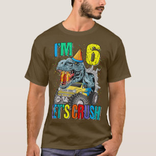 T-shirt J'ai 6 ans écrasons Monster Truck Dinosaur