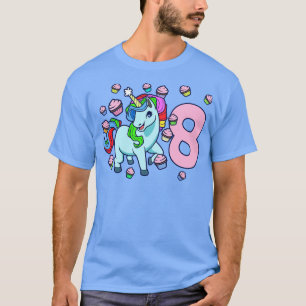 T-shirt J'ai 8 ans avec la licorne fille anniversaire 8 an