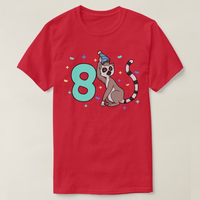 T-shirt J'ai 8 ans avec un anniversaire de enfant de lémur (Design devant)