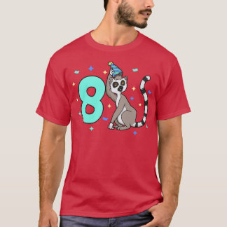 T-shirt J'ai 8 ans avec un anniversaire de enfant de lémur