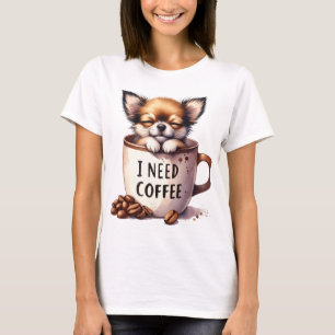 T-SHIRT J'AI BESOIN DE CAFÉ ET D'UN CHIEN CHIHUAHUA