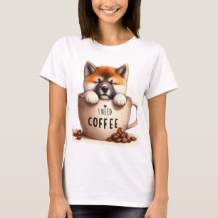 T-SHIRT J'AI BESOIN DE CAFÉ ET D'UN CHIEN SHIBA INU
