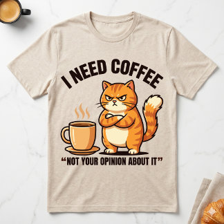 T-shirt J'ai Besoin de Café Pas de Votre Avis Chat Orange