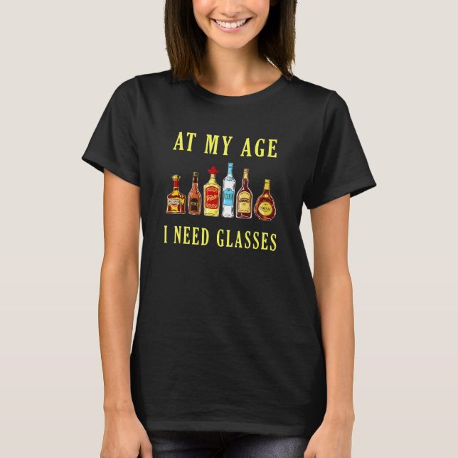 T-shirt J'Ai Besoin De Lunettes Whiskey Papa Vodka Scotch  (Devant)