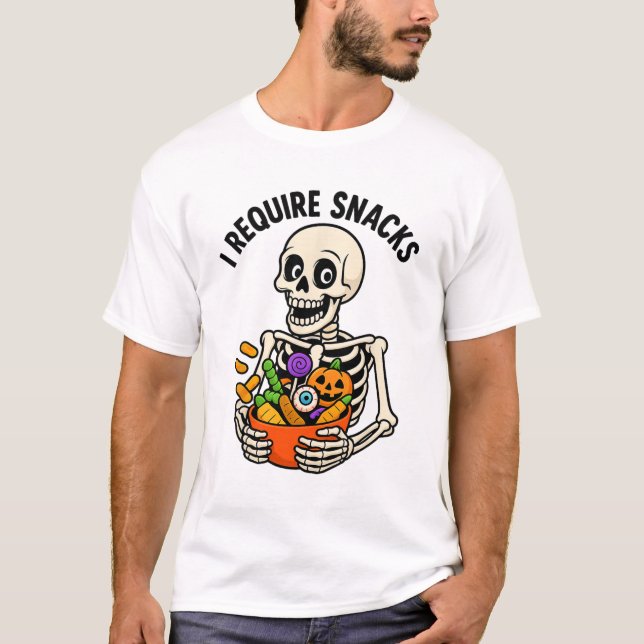 T-shirt J'Ai Besoin De Snacks Drôle Squelette Halloween Mè (Devant)