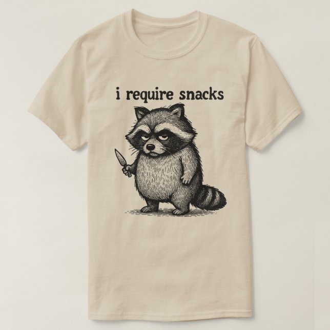 T-shirt J'Ai Besoin De Snacks Raccoon | Animal amusant de  (Design devant)