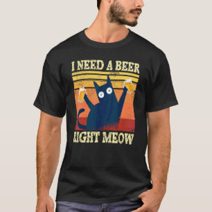 T-shirt J'ai besoin d'une bière tout de suite Chat Tops Ro
