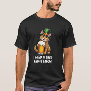 T-shirt J'ai besoin d'une bière tout de suite Miaou Chat J