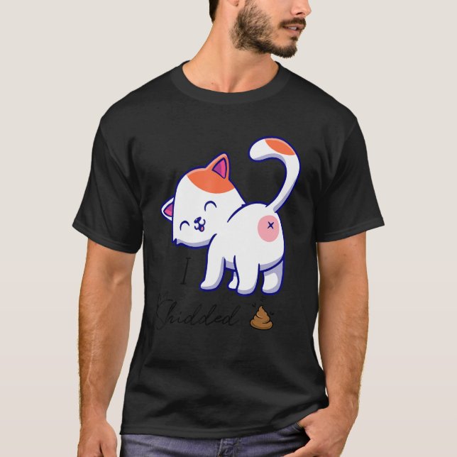T-shirt J'Ai Caché Chat Pooping Chat Kitty Kitten (Devant)