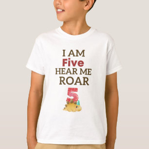 T-shirt J'ai cinq ans Entendez-moi Roar Personnalisé T-Rex