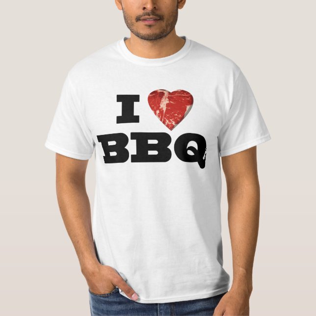 T-shirt J'ai coeur BBQ, Steak Heart Shape Funny Grilling (Devant)