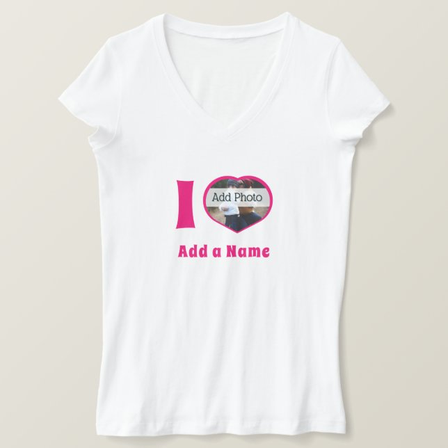 T-shirt J'ai coeur que vous ajoutez Nom photo mignon moder (Design devant)