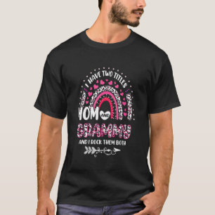 T-shirt J'Ai Deux Titres Maman Et Grammy Leopard Rainbow M