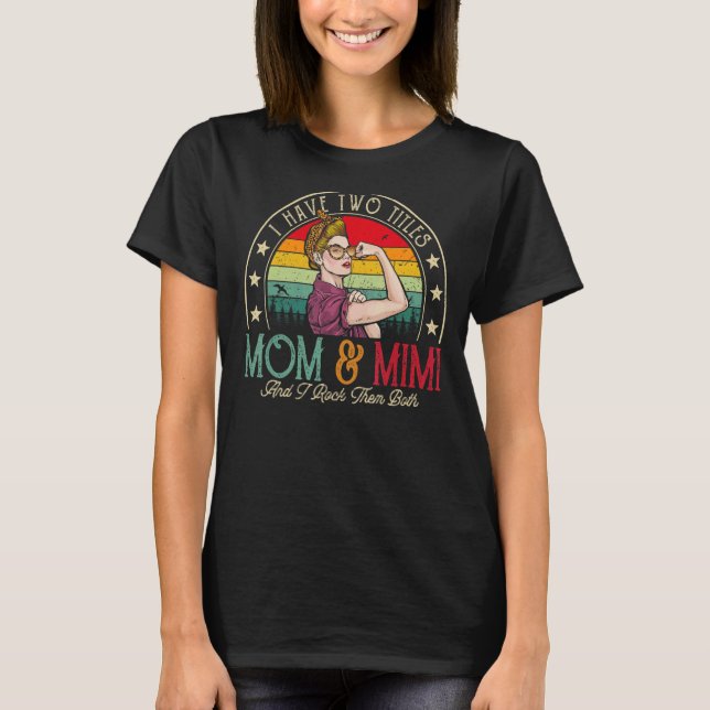 T-shirt J'Ai Deux Titres Maman Et Mimi Femmes Leopard Vint (Devant)