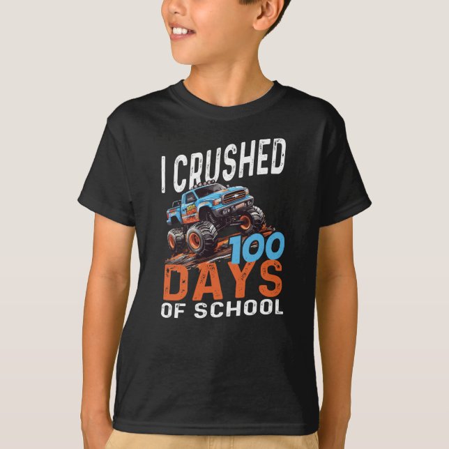 T-shirt J'Ai Écrasé 100 Jours De Garçons Scolaires Enfants (Devant)