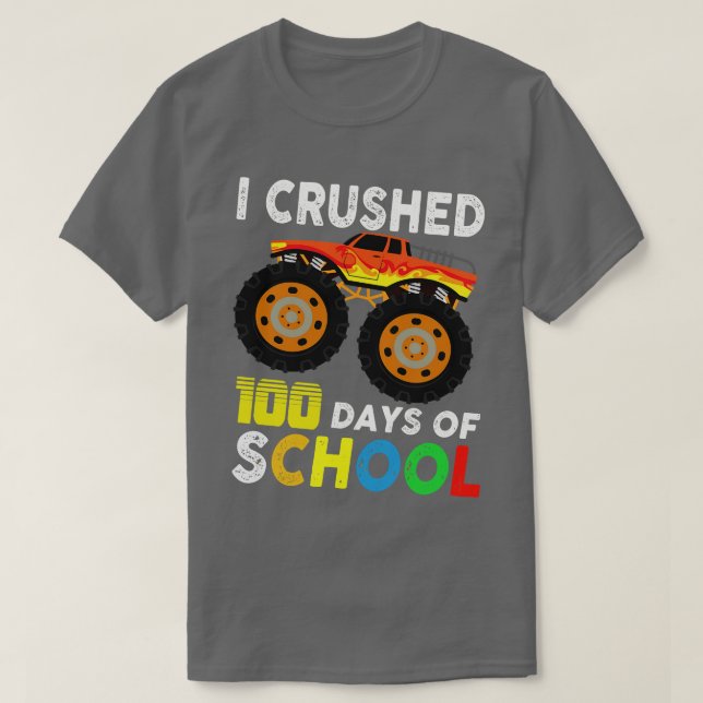 T-shirt J'Ai Écrasé 100 Jours De Garçons Scolaires Monster (Design devant)