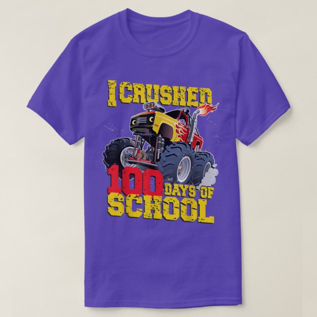 T-shirt J'Ai Écrasé 100 Jours D'École Monster Camion Boys  (Design devant)