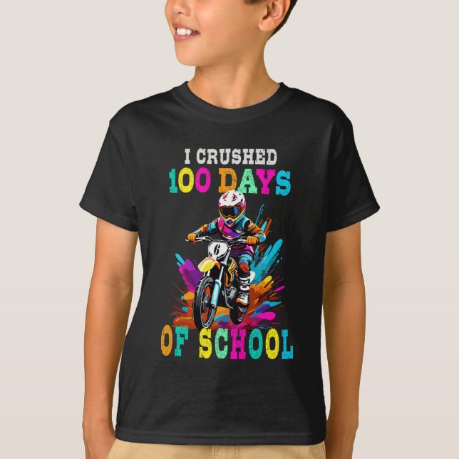 T-shirt J'ai écrasé 100 jours d'école Motocross (Devant)