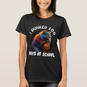 T-shirt J'Ai Fait 100 Jours De Basketball Scolaire De Chat