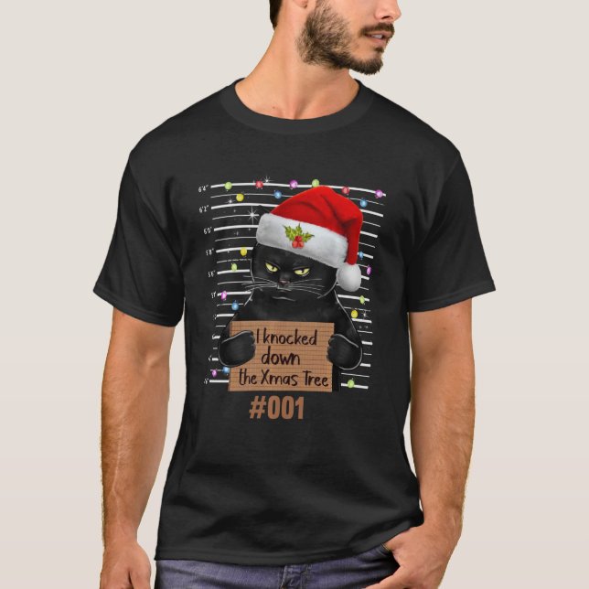 T-shirt J'Ai Frappé Au-Dessus Du Chat D'Arbre De Noël (Devant)
