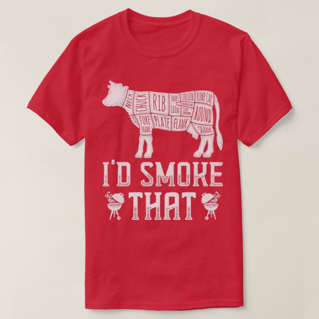 T-shirt J'ai fumé que vache barbecue pour les pères Grillm (Design devant)