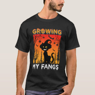 T-shirt J'ai grandi mes crocs effrayant chat noir Citrouil