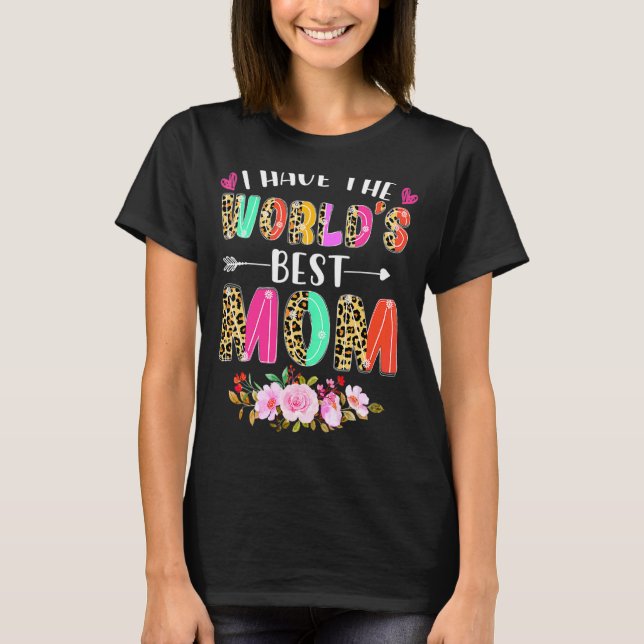 T-shirt J'Ai Le Meilleur Coeur Floral Maman Du Monde Heure (Devant)