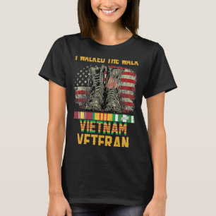 T-shirt J'Ai Marché La Marche Vietnam Vétérinaire Drapeau 