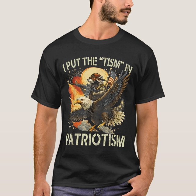 T-shirt J'Ai Mis Le "Trisme" Dans Le Patriotisme Le Raccoo (Devant)