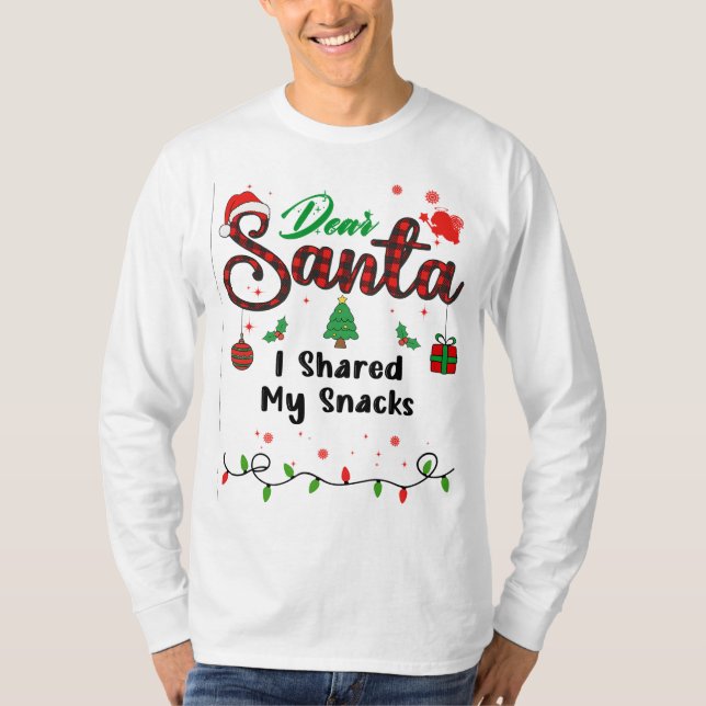 T-shirt J'Ai Partagé Mes Snacks Correspondant Noël Cher Pè (Devant)
