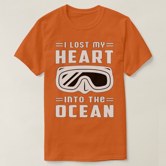 T-shirt J'Ai Perdu Mon Coeur Dans L'Océan Plongée Plongée (Design devant)