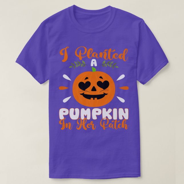 T-shirt J'Ai Planté Un Citrouille Dans Son Patch Halloween (Design devant)